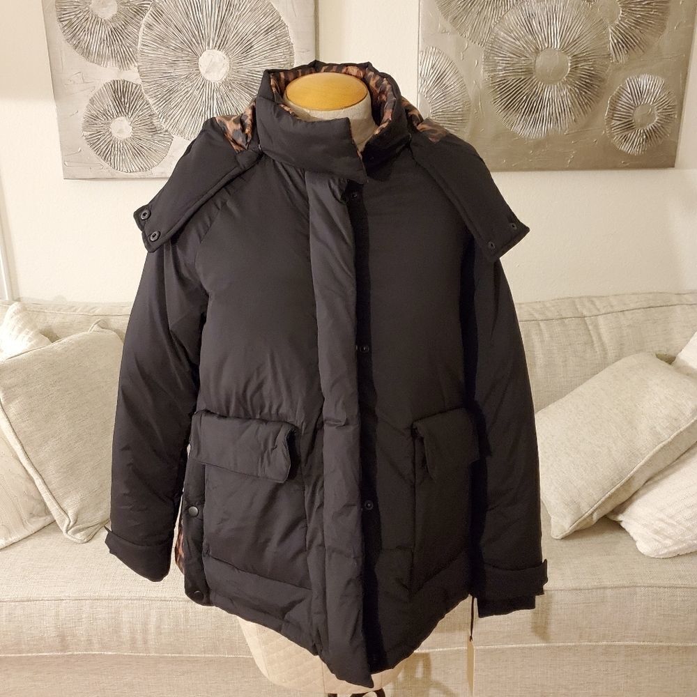 Halogen Animal Contrast Puffer Coat - Picture 3 of 15